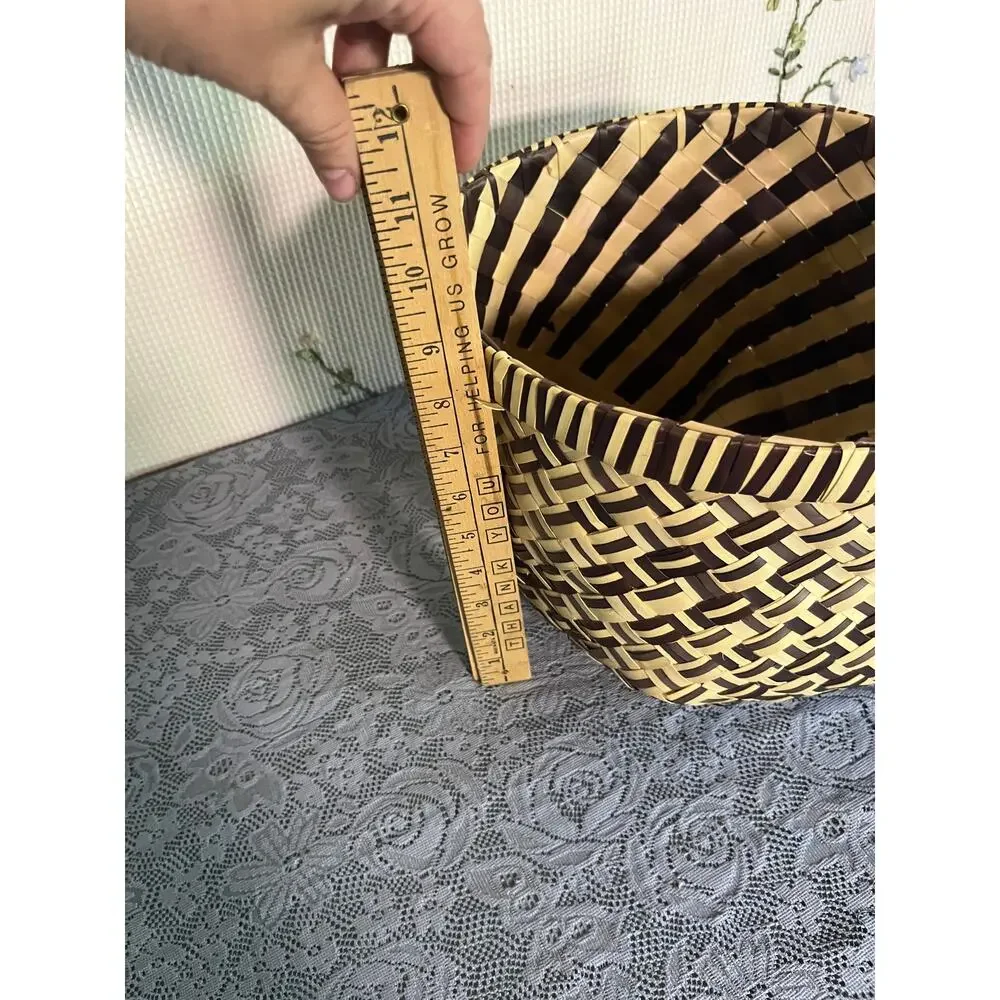Vietnam Woven Basket Two Tone Black Cream Geometric Handmade Decor Storage